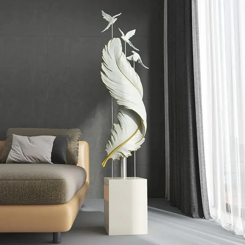 B-M Nordic Living Room Luxury Angel Feather Floor Decoration Large Office Home Accessories Sculptures & Figurines HomeDecoration