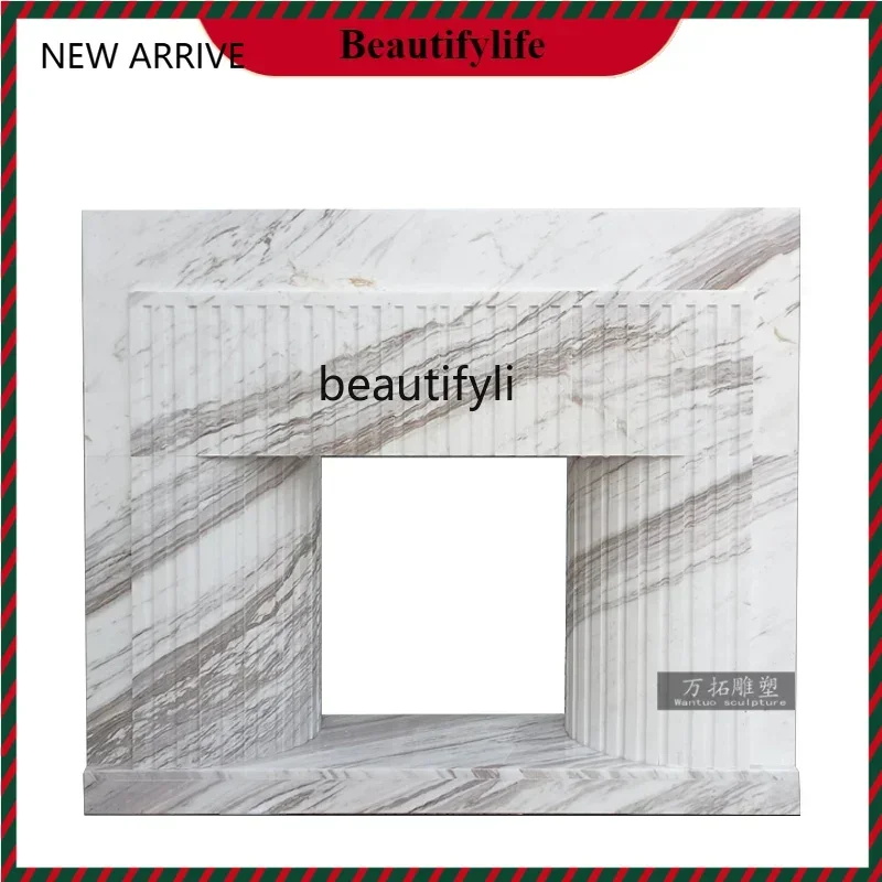 

KK32 Marble French simple European modern natural stone jazz white fireplace living room decorative cabinet