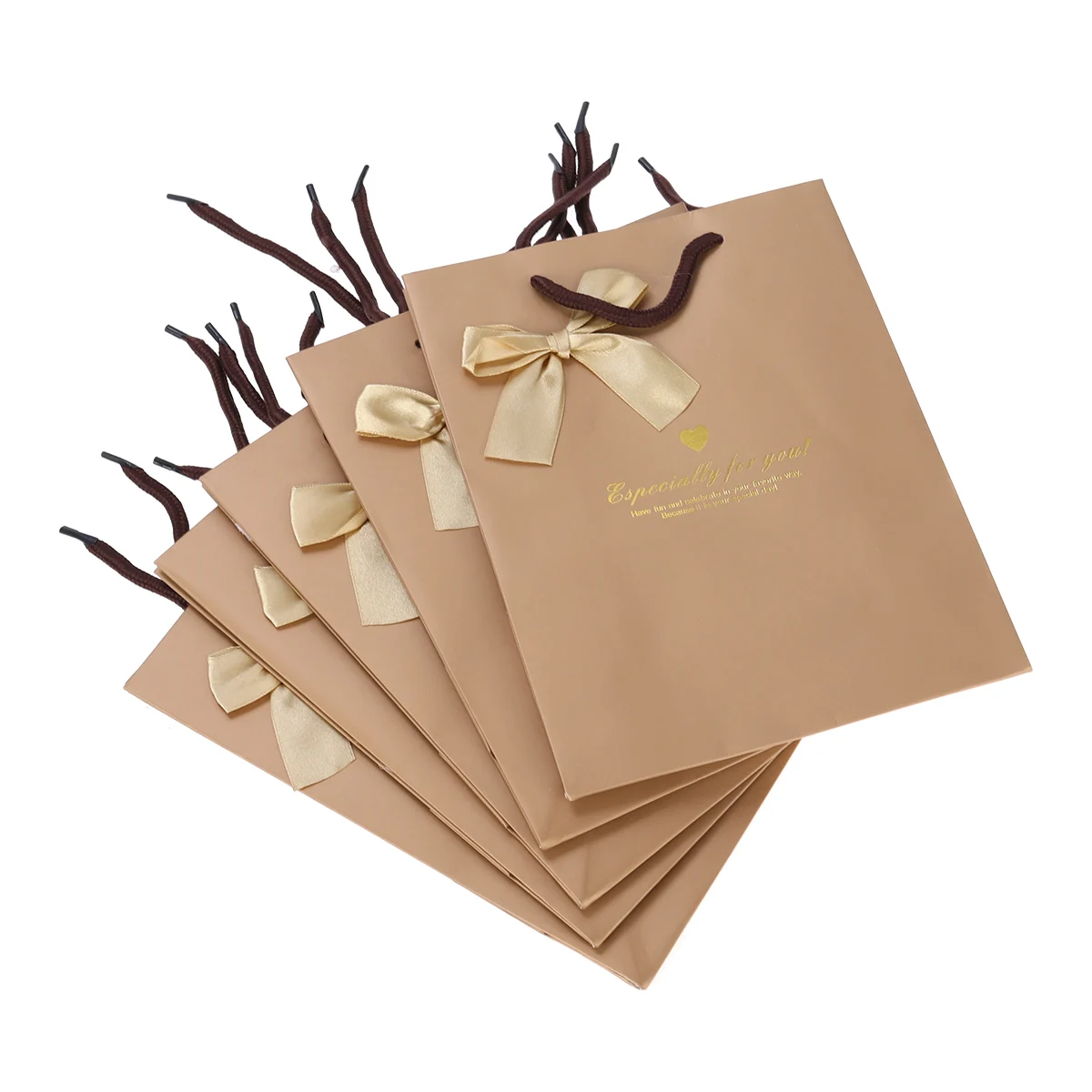 

5PCS C y Gift Wrapping Bride Bags for Presents Party Favor Durable Paper Shopping Bags Craft Bag Holiday Christmas