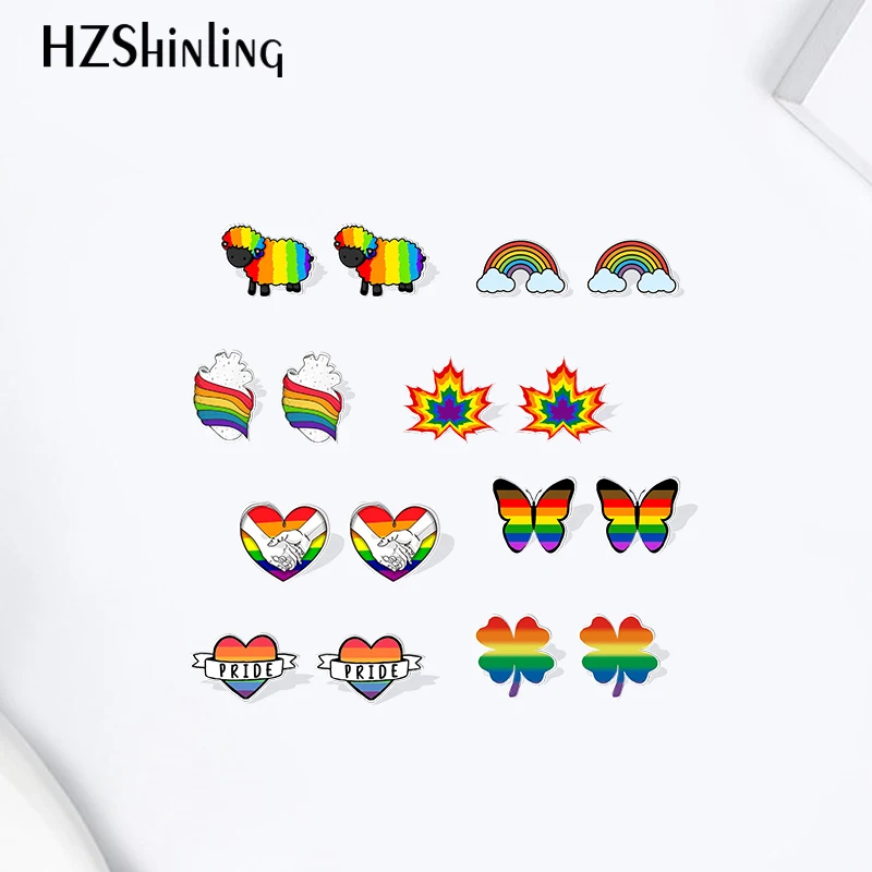 2022 New Gay Pride Butterfly Sheep Love is Love Pattern Acrylic Resin Earrings Epoxy Handmade Jewelry Gifts Friends