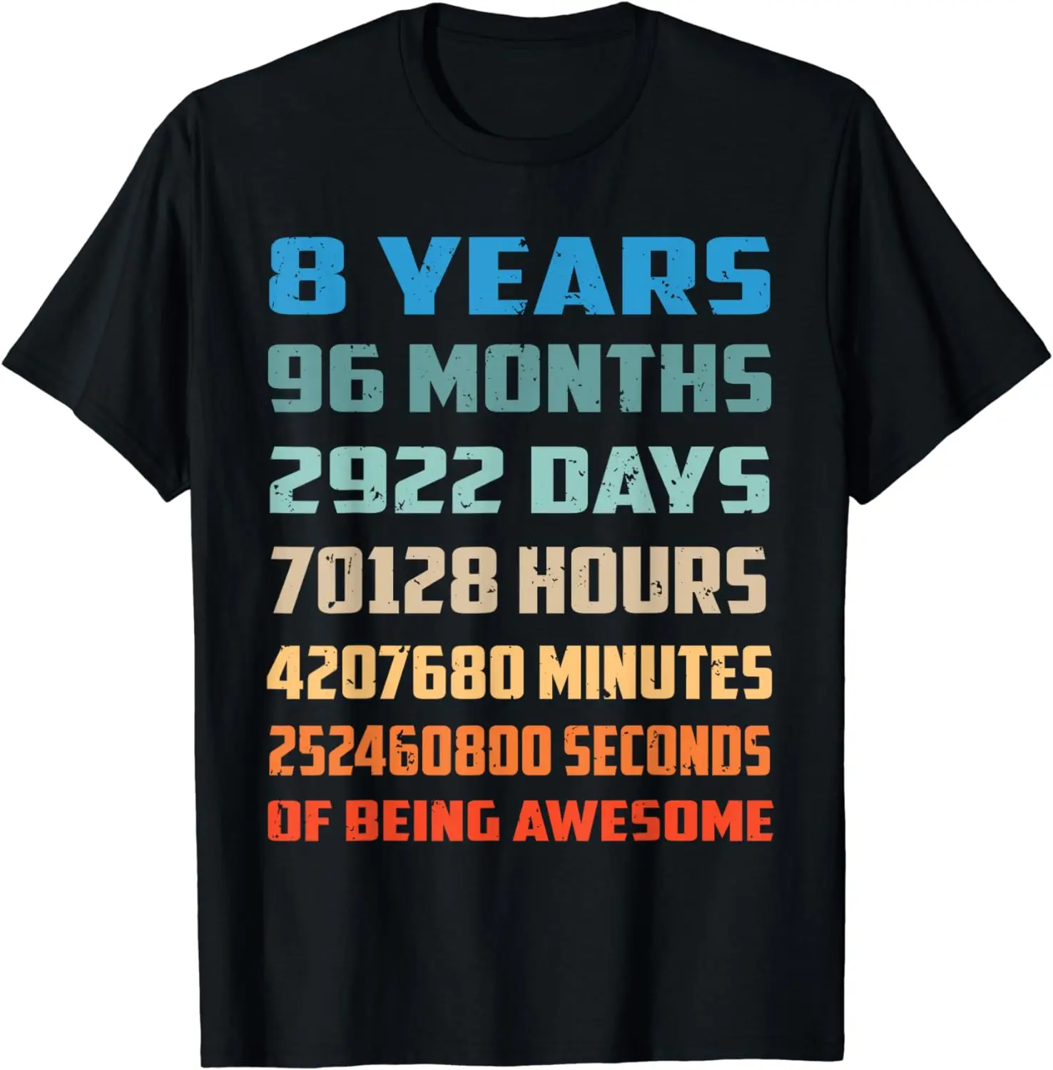 

8th Birthday Boy Kids Youth Shirt 8 Years Old Being Awesome T-Shirt