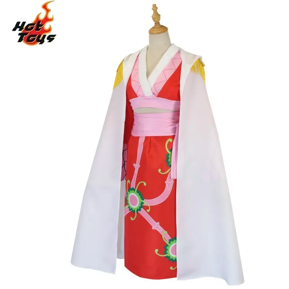 Disfraces de Cosplay de Anime Boa Hancock, vestido tipo kimono rojo imperio Sexy, pendientes de Boa Hancock, disfraces de Halloween para mujeres