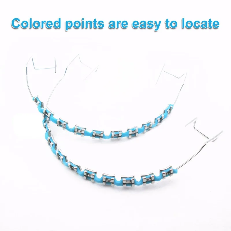 1 Pair Dental Fake Braces Temporary Tooth Decoration Colorful Metal Bracket Ligature Ties Dental Tool With Hook With Metal Wires