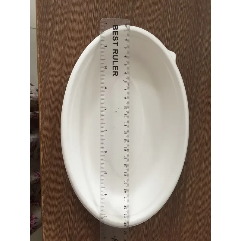 Custom Oval Biodegradable 24 Oz Disposable White Paper Bagasse Food Grade Fruit Salad Packaging Bowl