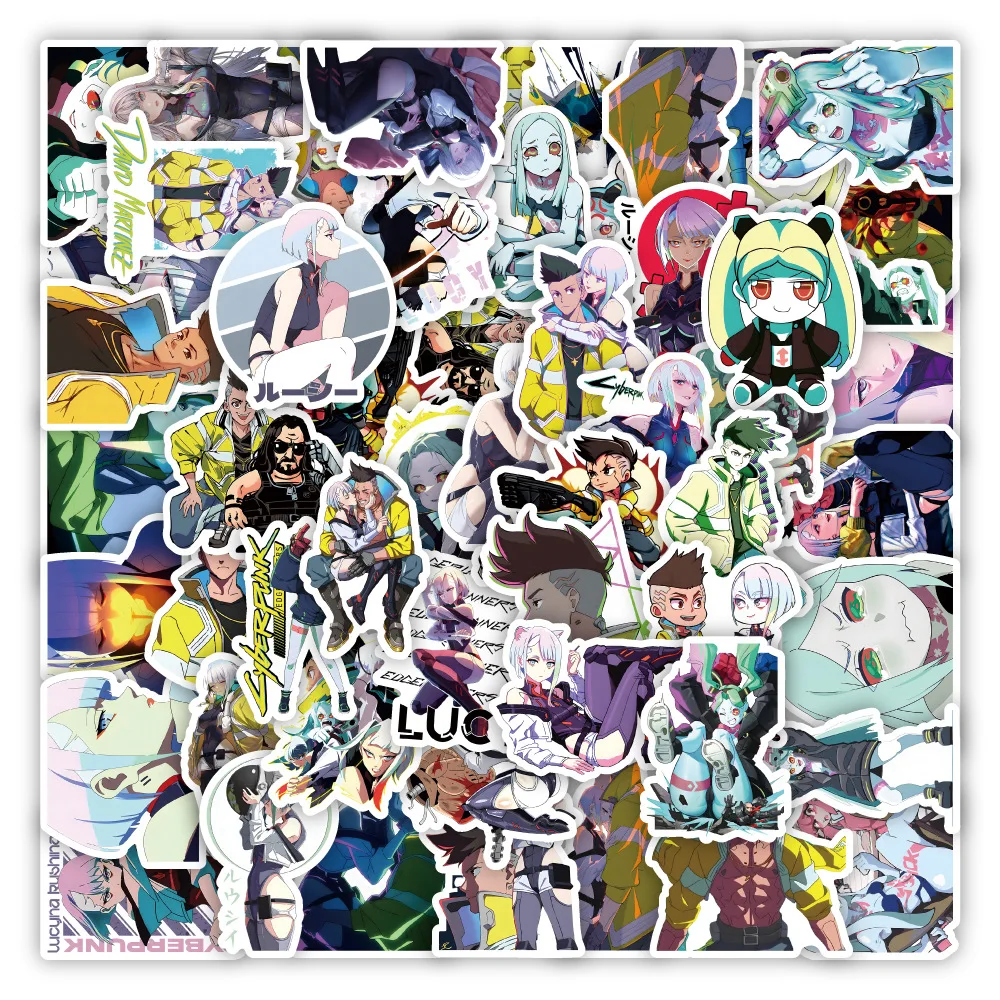 50PCS Cartoon Anime Cyberpunk Edgerunners Graffiti Stickers DIY Diary Phone Case Handmade Scrapbook Aesthetic Stickers