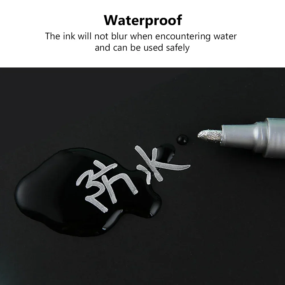 6 Stück Bunte Permanente Farbstifte, Wasserfeste Weiße Marker für Reifenprofil, Gummi, Stoff, Metall, 12 Farben Farbstifte – Detail 9