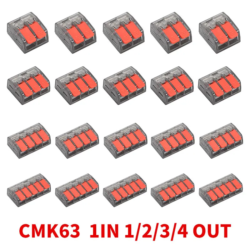 10/20/30 Stück schwarze Schnellhebel-Kabelverbinder, elektrische Spleißklemmen, kompakte 1-in-1/2/3/4-out-Klemmenblöcke, große Kapazität 0,2–4 mm²