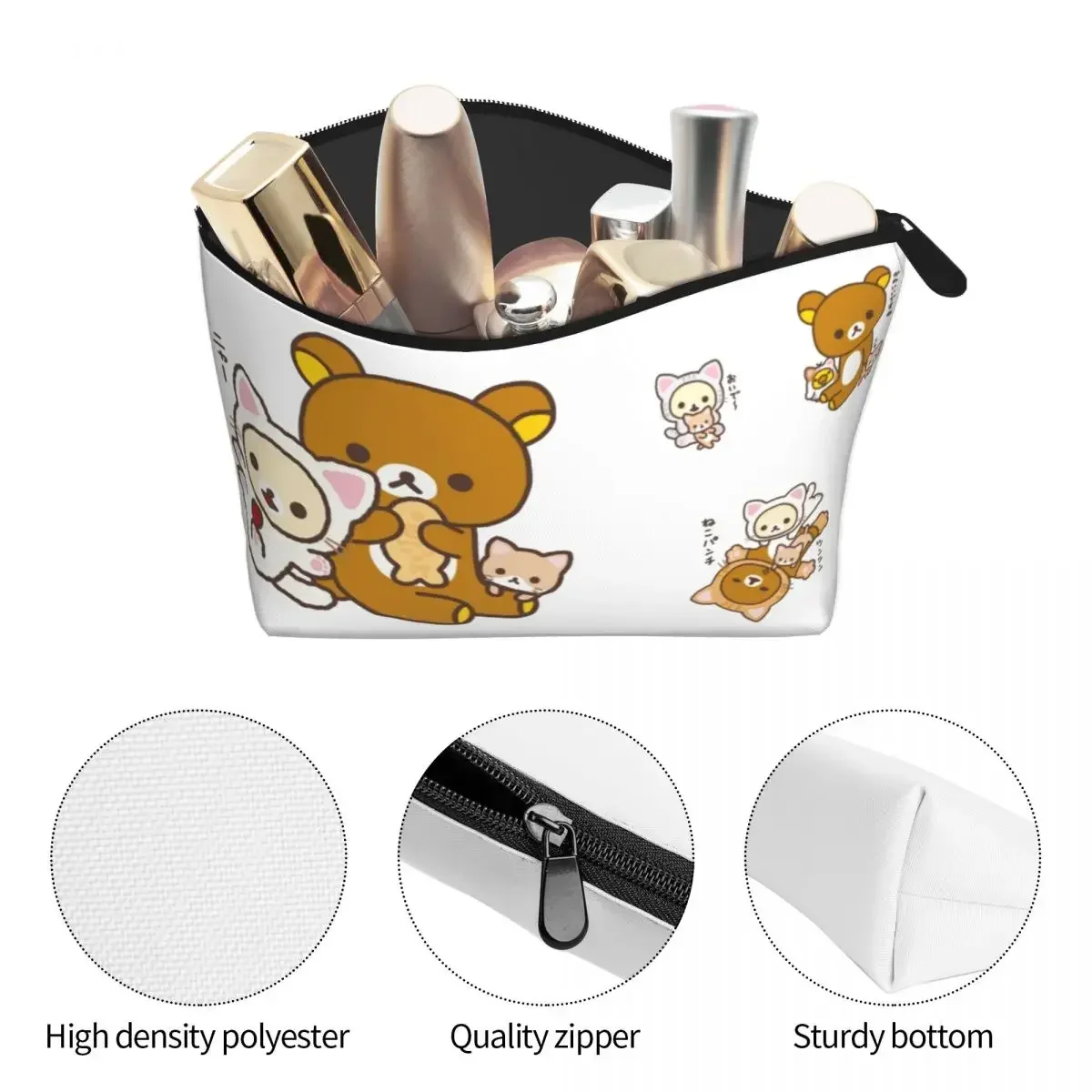 Rilakkuma Sakura Women Cosmetic Bags Travel Makeup Organizer Pouch Toiletry Storage Dopp Kit Box