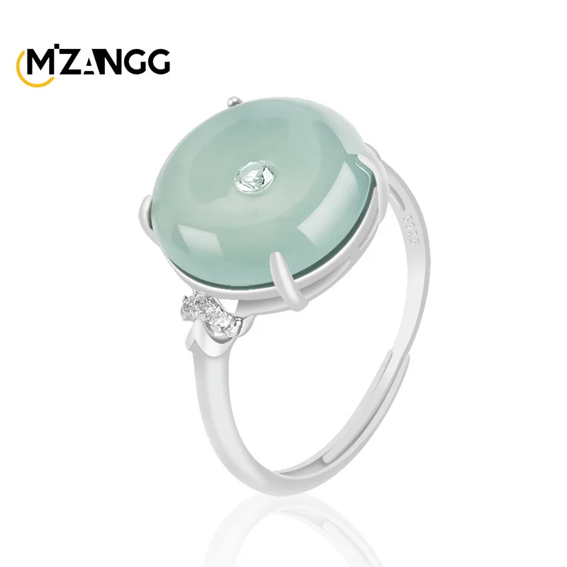 

Кольцо из серебра S925 с натуральным жадеитом и кристаллами, в форме пряжки мира, модное и изысканное, женское, регулируемое, подарок