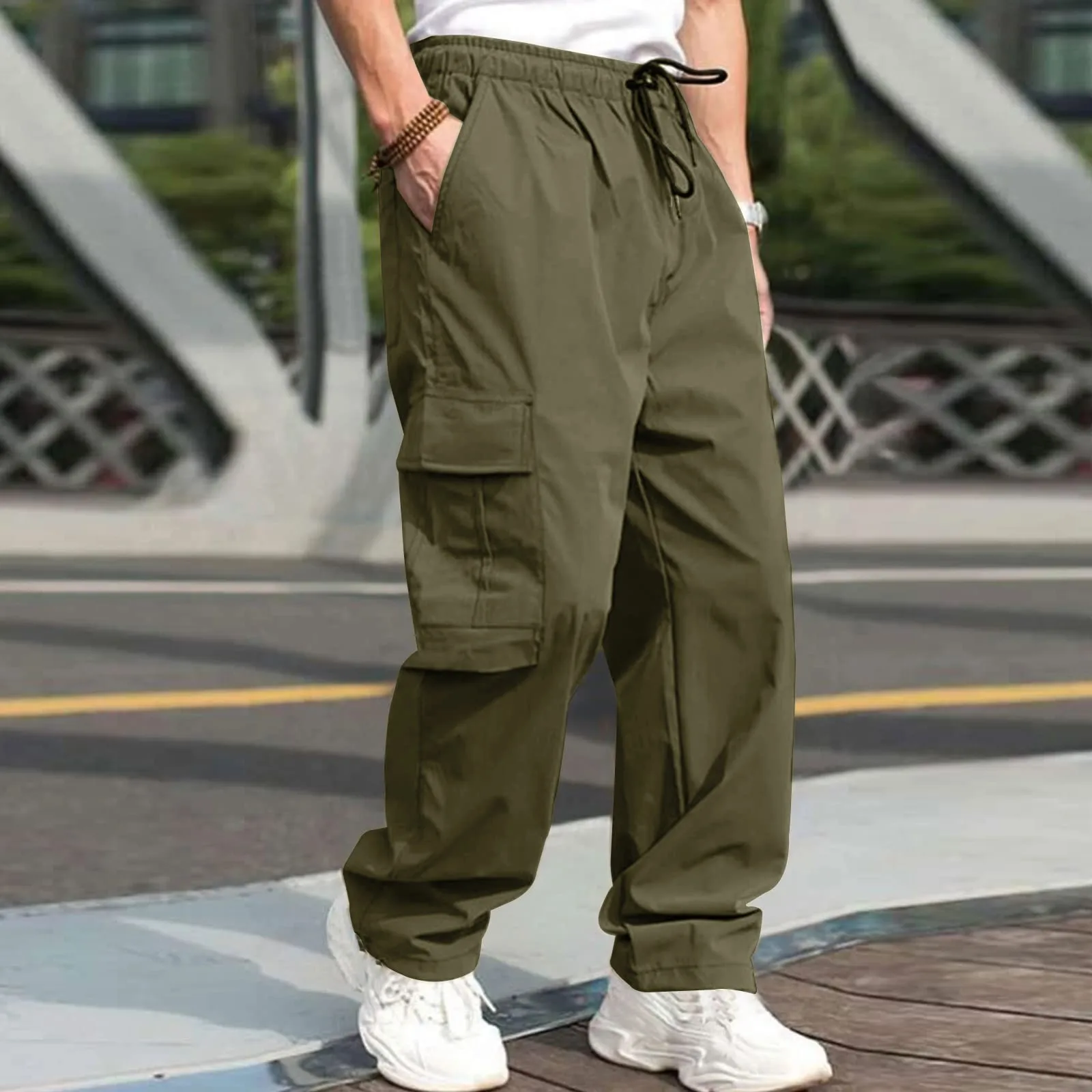 Pantalon cargo militaire vert multi-poches pour hommes, salopette masculine Harajuku, coréen, Hip Hop, fjTechwear, pantalons de survêtement, vêtements