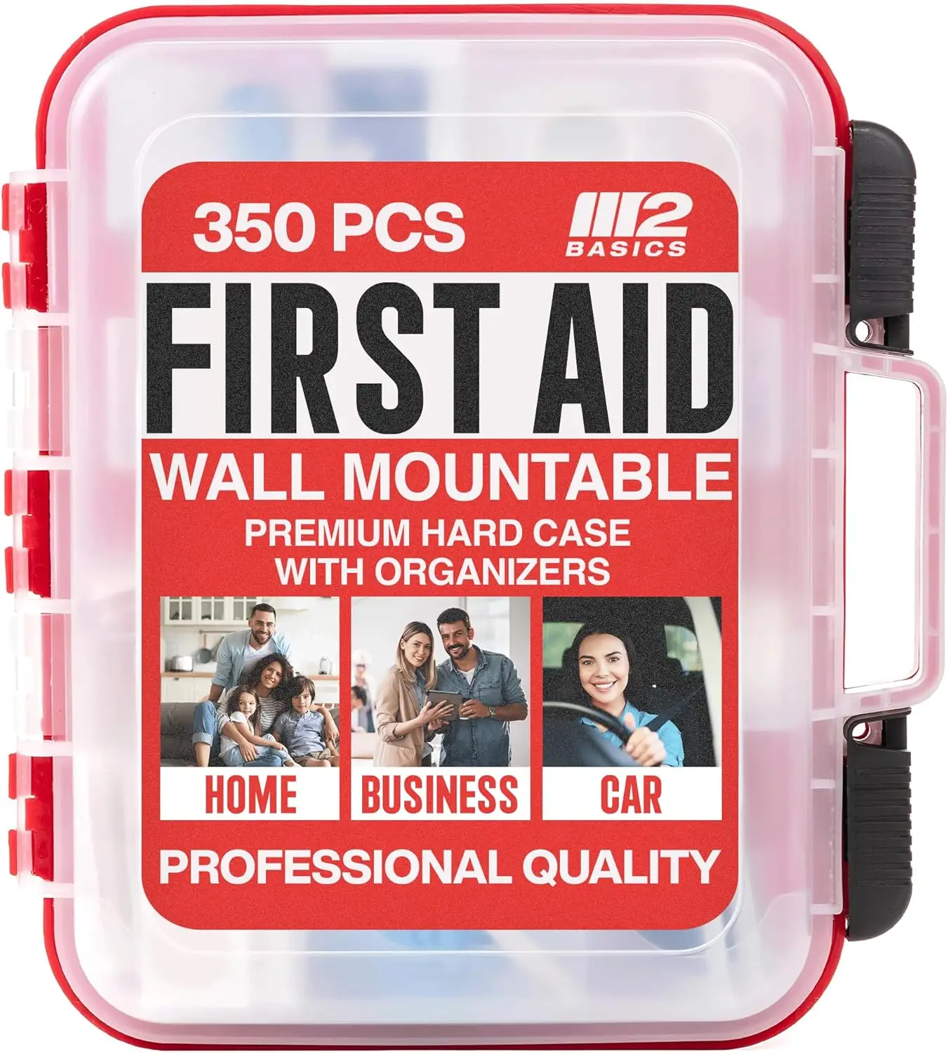 

350-Piece First Aid Kit for Car, Home, Office & Vehicles - Organized Wall-Mountable Hard Case, Emergency Medical Safety