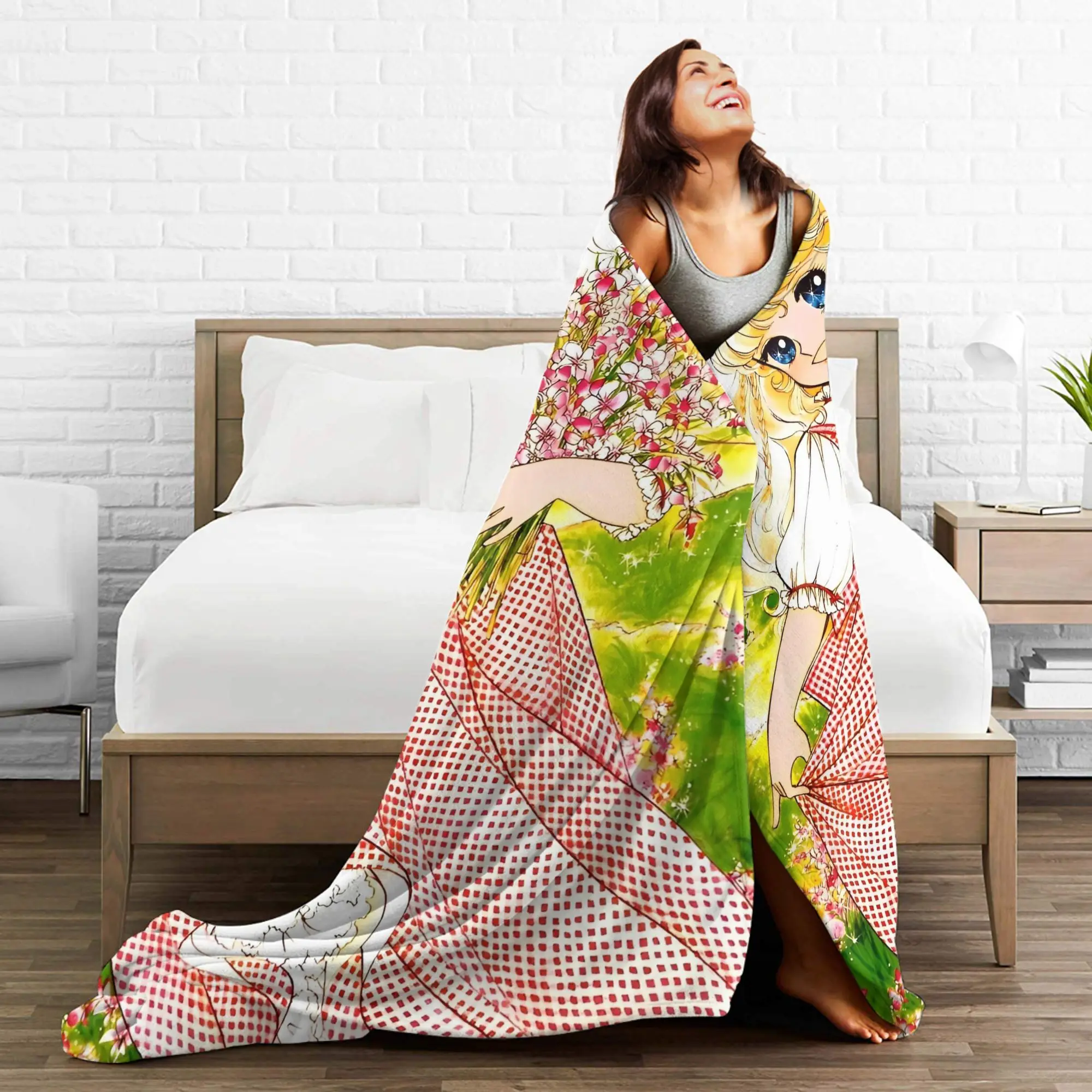 الكرتون كاندي كاندي بطانيات محبوكة الصوف أنيمي سوبر لينة رمي بطانية لسيارة أريكة الأريكة المفرش