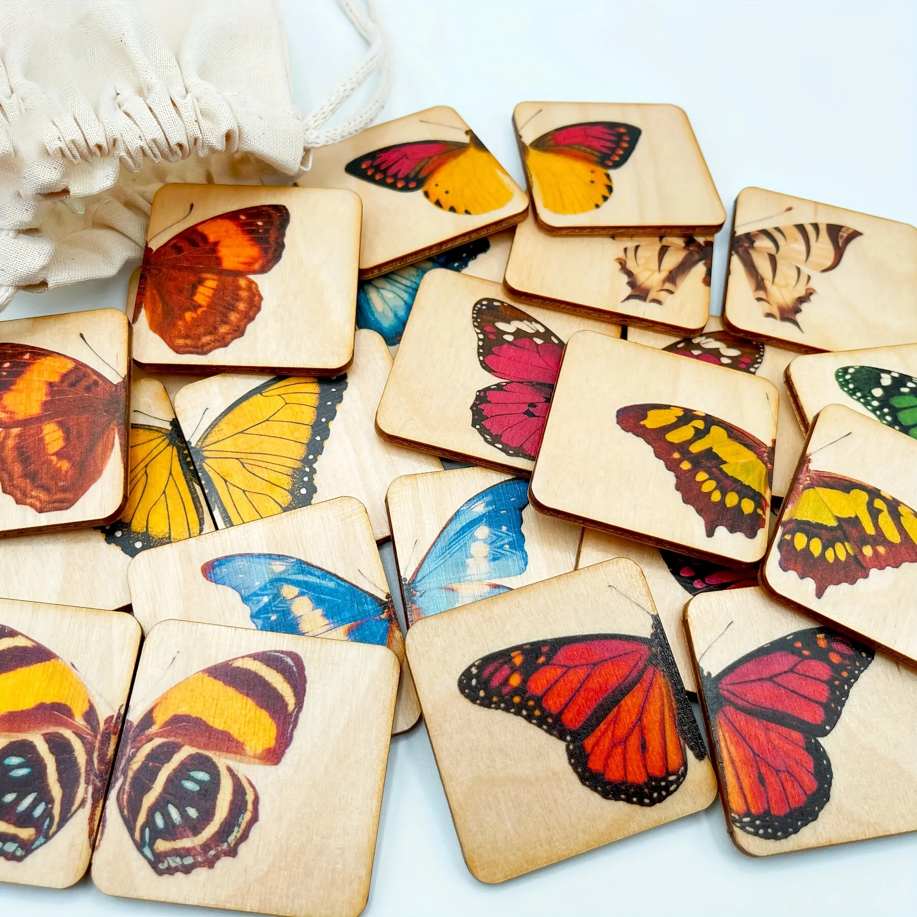 24pcs 나무 나비 퍼즐 | 홈스쿨 학습 가족 인터랙티브 게임 색상 분류 활동 (독특한 카드 디자인 포함)