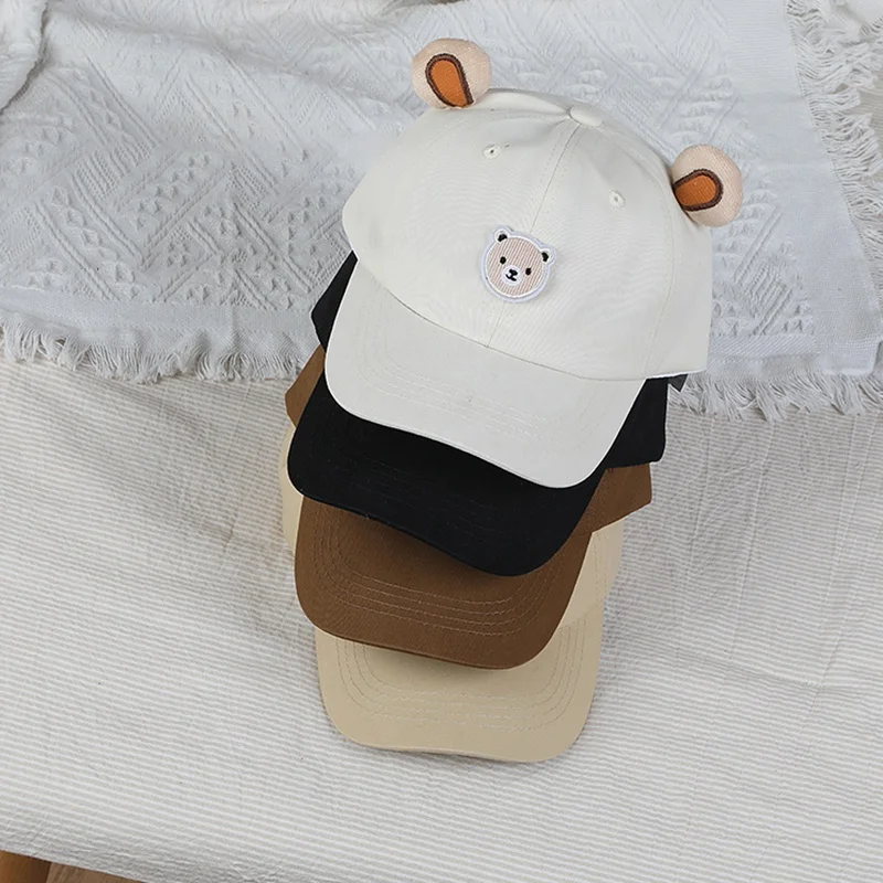 

Baby Hat Cute Bear Baseball Cap Cartoon Sunhat For Boys Girls Cotton Snapback Caps Kid Children's Hat Accessories 1-7Y