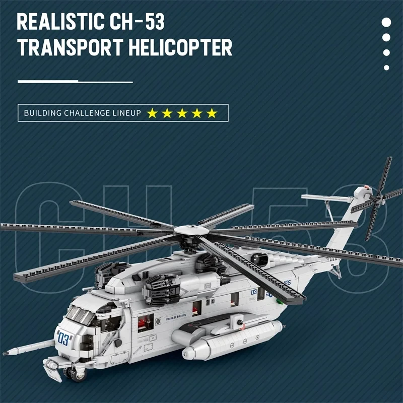 2192PCS CH-53E Transport Helicopter Building Blocks Army Plane Military Fighter Model Assembly Bricks Kids DIY Toys Holiday Gift