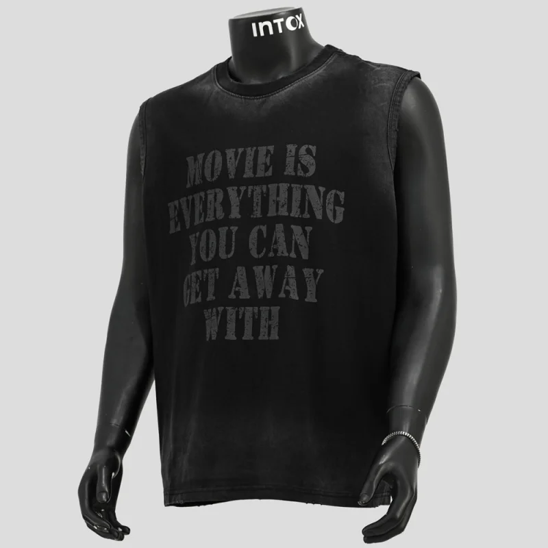 

Спортивный жилет с буквенным принтом в американском стиле ретро для мужчин, летняя индивидуальная градиентная свободная футболка без рукавов с плечами