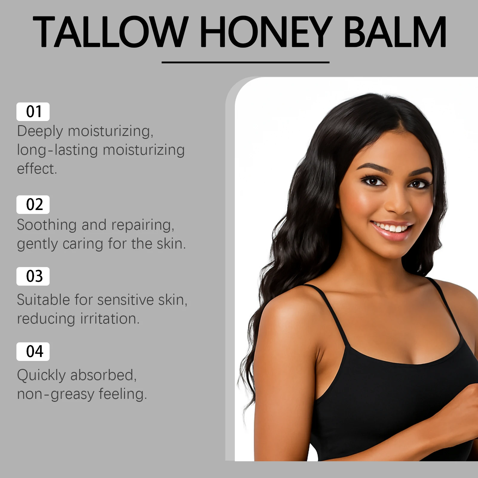 Tallow Honey Face Cream for Sensitive Skin Deep Nourishing Long Lasting Moisturizing Body Lotion Repair Skin Smoothing Skincare