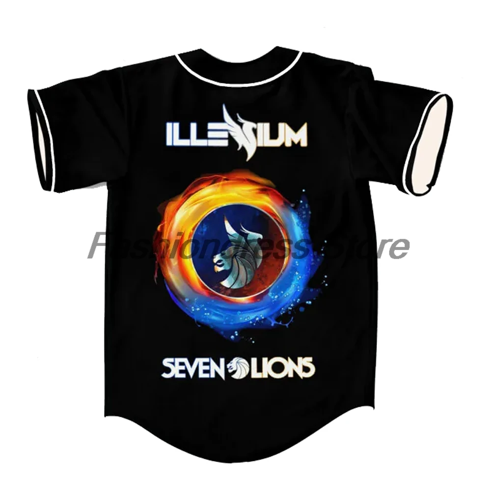 Illenium Seven Lions Rave Baseball Jersey For Edm Festival Short Sleeve Button-up Shirts Women Men Streetwear Tops