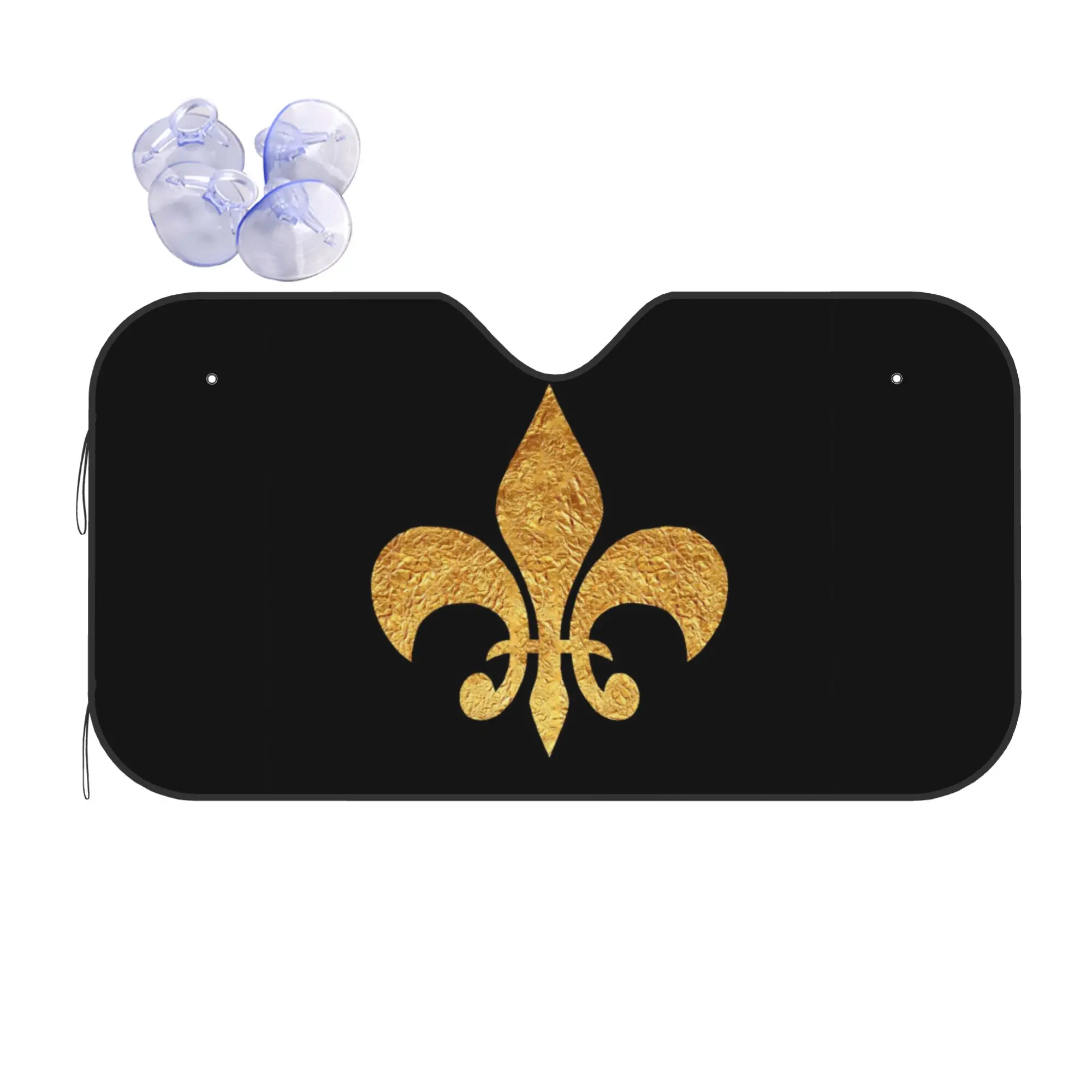 Gold Foil Fleur De Lis Car Front Window Sun Shade Heat Insulation Cover Portable UV Protection Covers Car Solar Protection