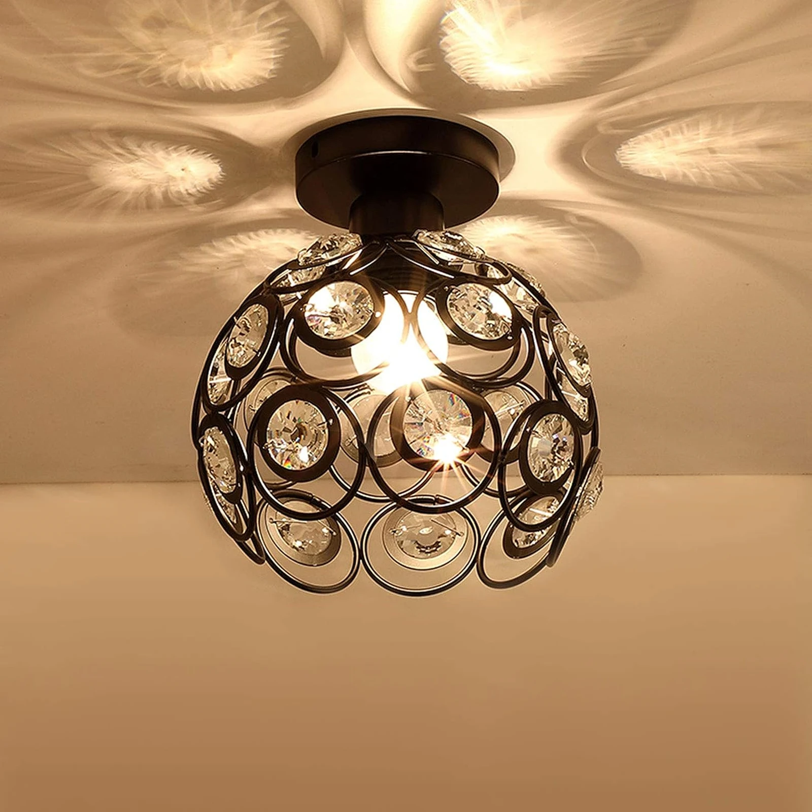 

NookNova Modern Chandelier Crystal Ceiling Hallway Light Mini Semi Flush Mount Ceiling Light Fixture Mini Chandelier