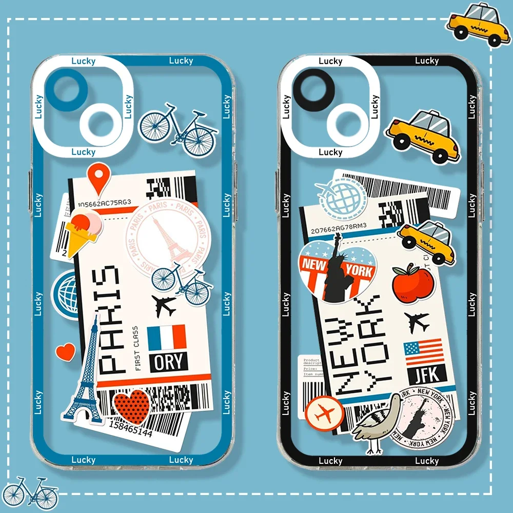 World City Travel Tokyo New York London Clear Phone Case For iPhone 15 14 13 12 Mini 11 Pro Max X XR XS 7 8 Soft Silicone Cover