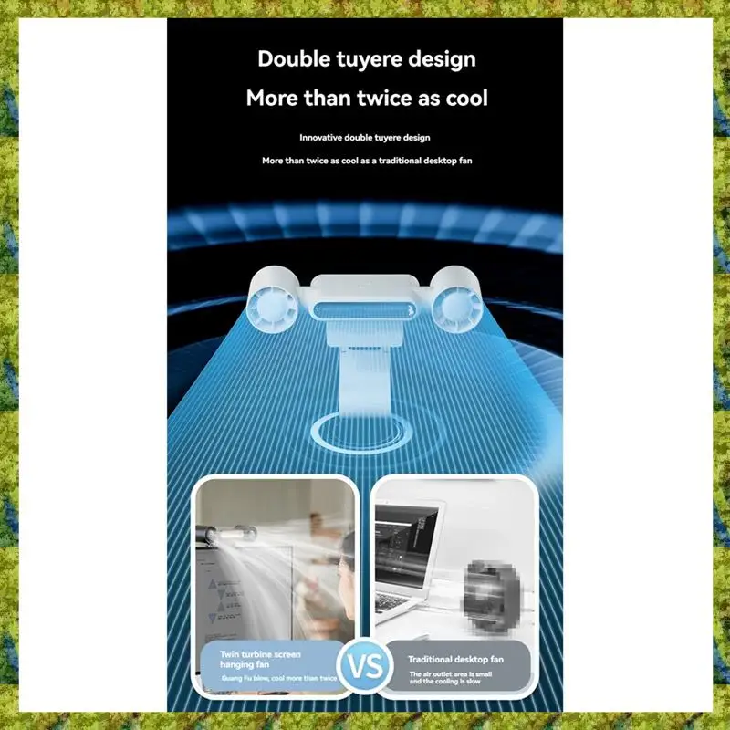 UISN Portable Air Conditioner Charging Fan With LED Light, Luminous Mute Fan, Four-Speed Hanging Screen Small Fan