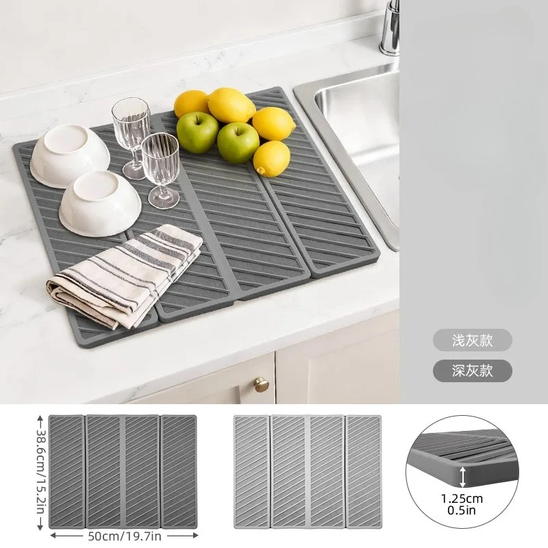 

New Diatomite Absorbent Mat Kitchen Silicone Non-Slip Heat Insulation Mat Cup Dish Drying Mat