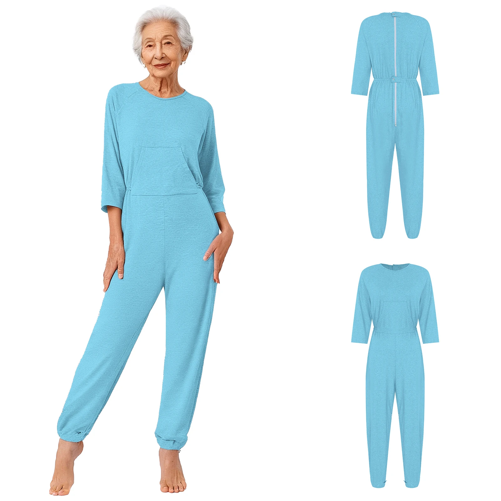 Women Alzheimer Special Needs Adaptive Clothing Dementia Disabilities Elderly Anti-Strip Zippers Jumpsuit Sleepwear Homewear