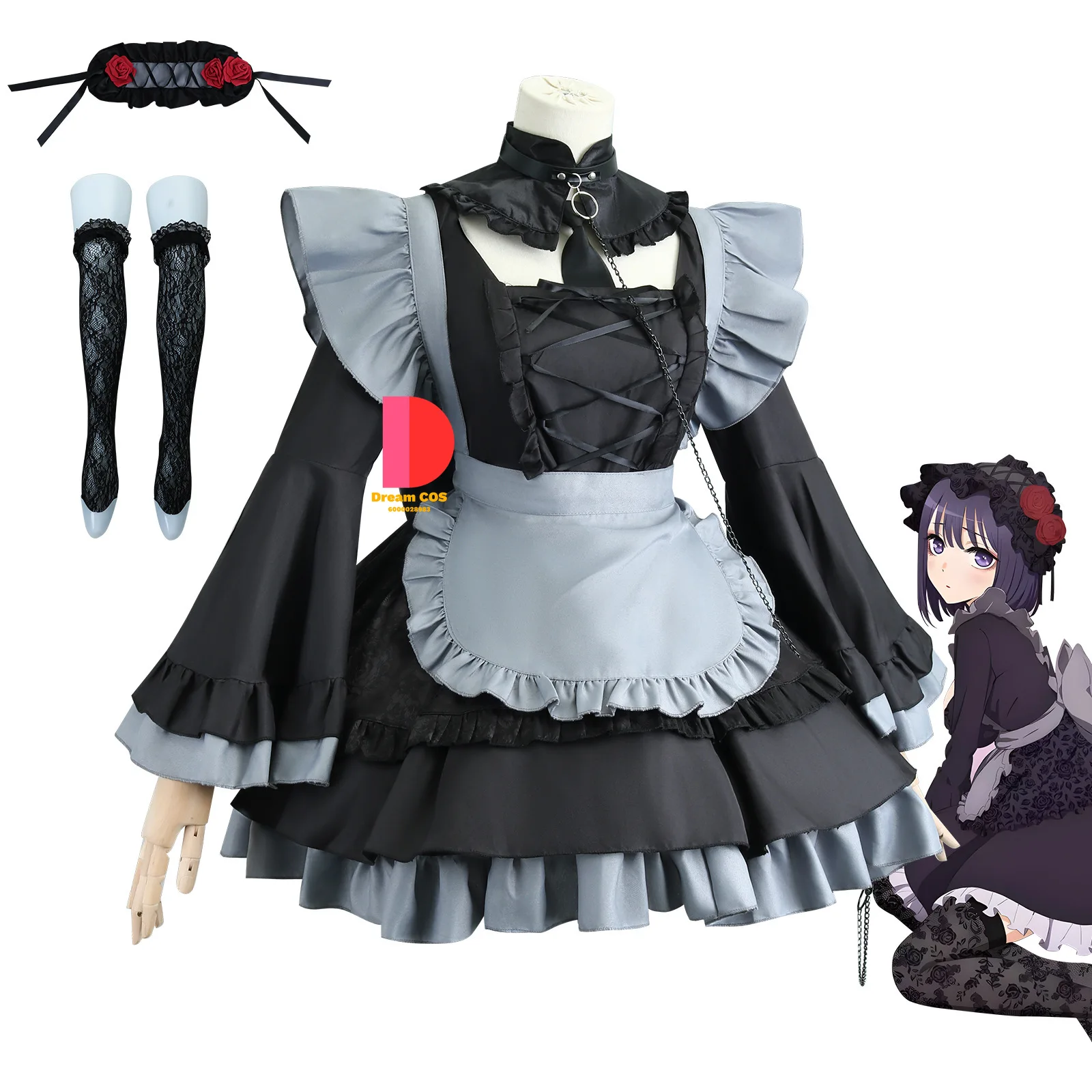 Kitagawa Marin Cosplay Kostüm Anime mein Dress-up Liebling schwarze Dienst mädchen Uniform Full Set Kleid für Frauen Halloween Karneval Party