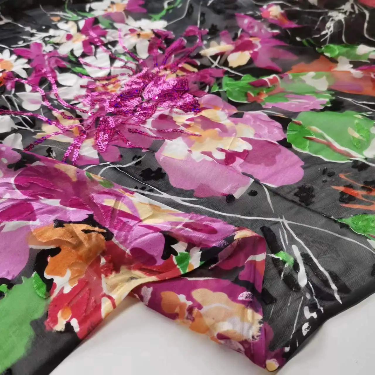 Sequin Silk Viscose Sewing Fabric Soft Burn-Out Pattern DIY Swissdot Cloth Dress Scarf Material