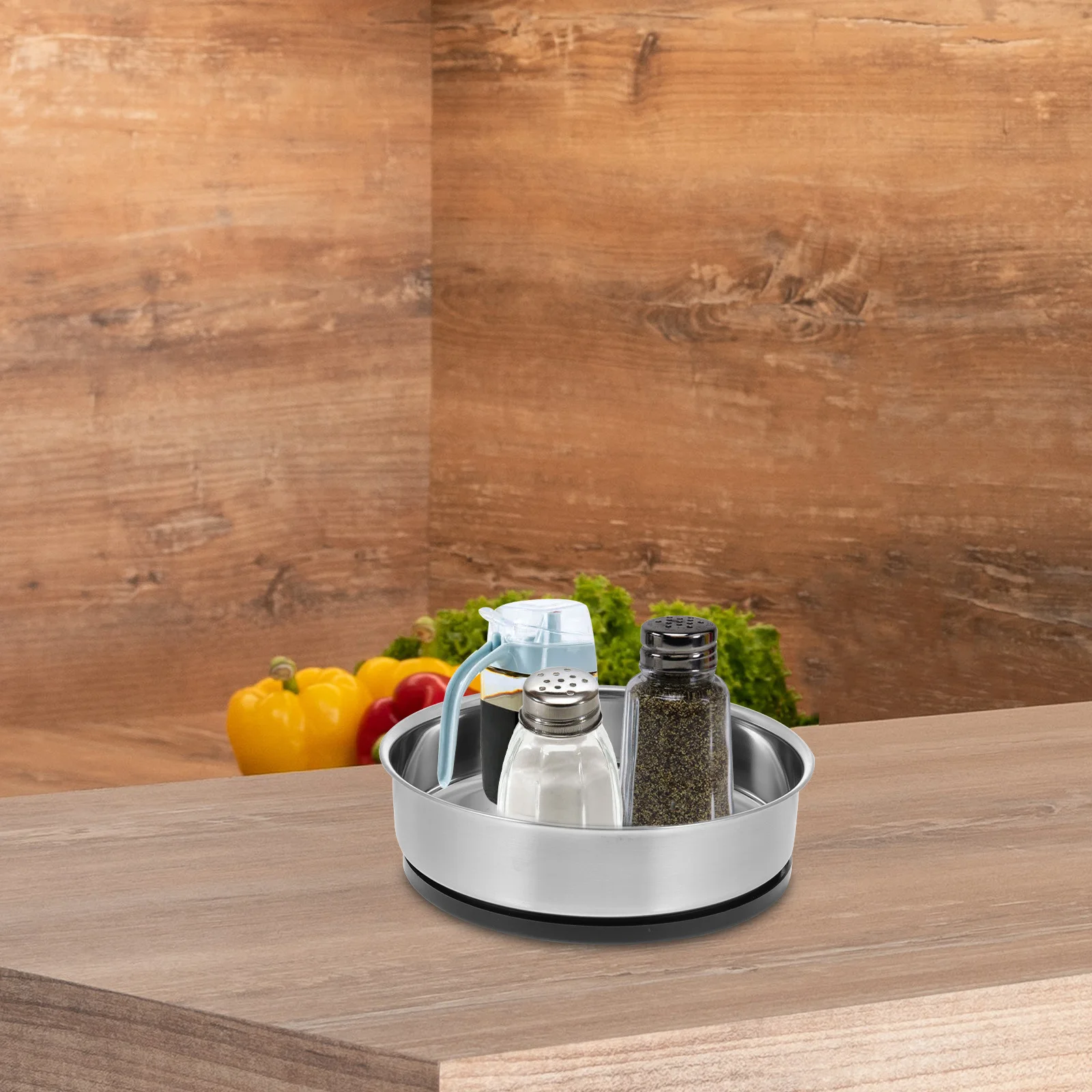 

1pc Rotating Storage Tray 360° Turntable For Kitchen Bathroom Desktop Seasoning Bottle Holder Plate Household