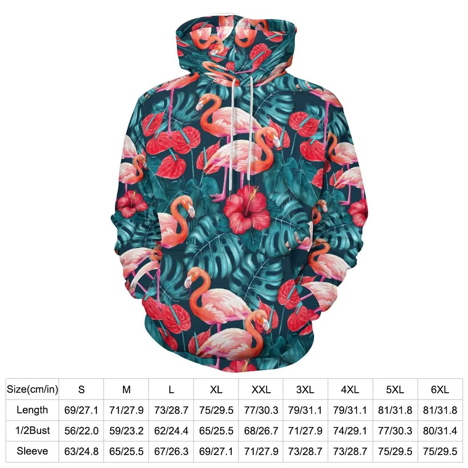 Tropical Birds Casual Hoodies Flamingo And Flower Y2k Custom Loose Hoodie Autumn Long Sleeve Street Wear Oversize Sweatshirts