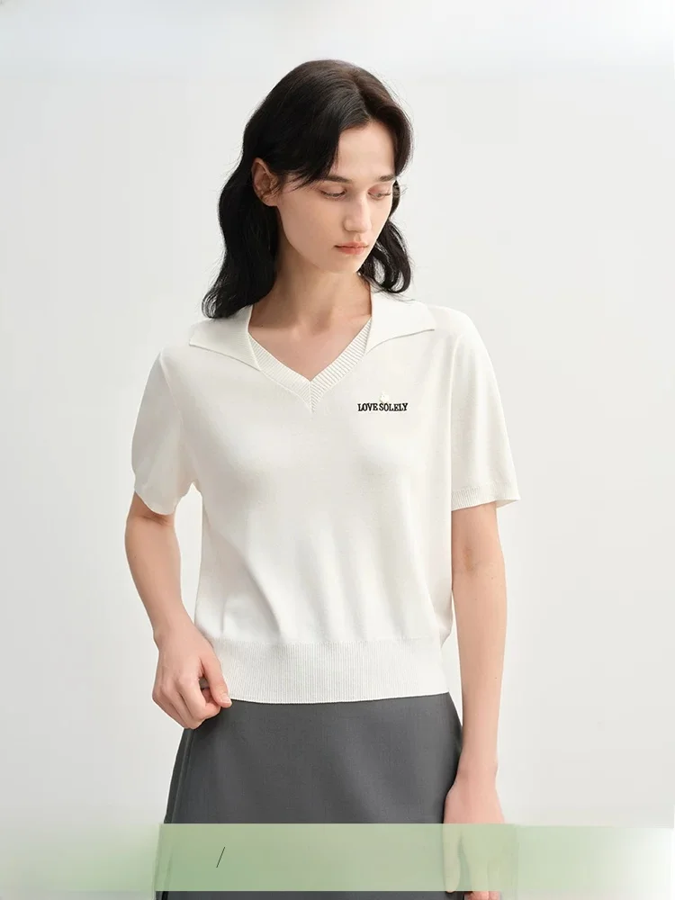 

Slimming Knitted Ne ort Sve Summer Top for plus Size Women Fre College Sle Thin Design Casual Loose Fit Inner...