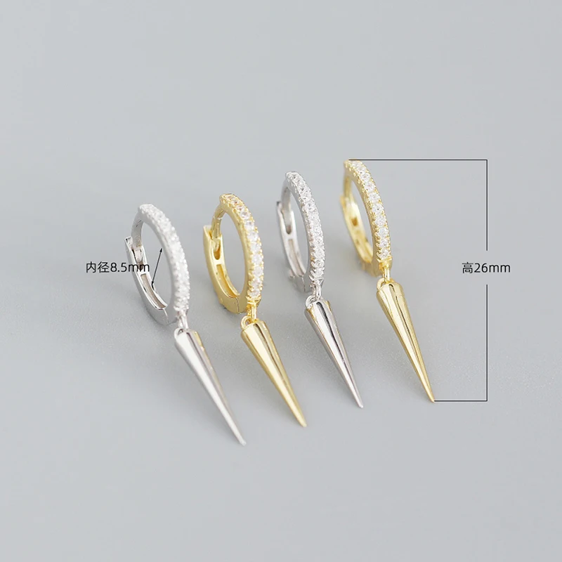 WANTME 925 Sterling Silver Bohemian Rivet Huggies Drop Earrings for Men Women Trend Simple INS Party Spiket Jewelry Accessories