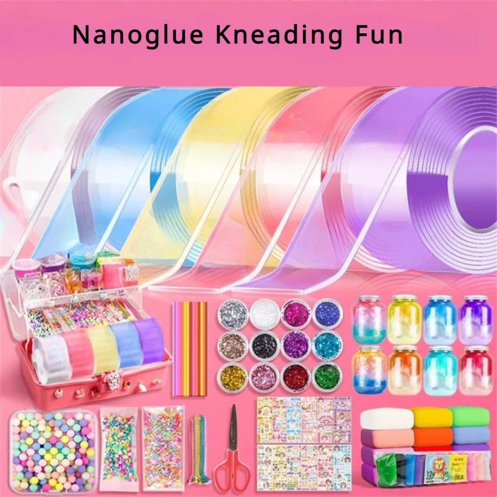 Nano Tape Double Sided, PET Strong Knead Glue Tape for Wall Decor, Bubble Blowing Decompression Toy, Reusable & Washable