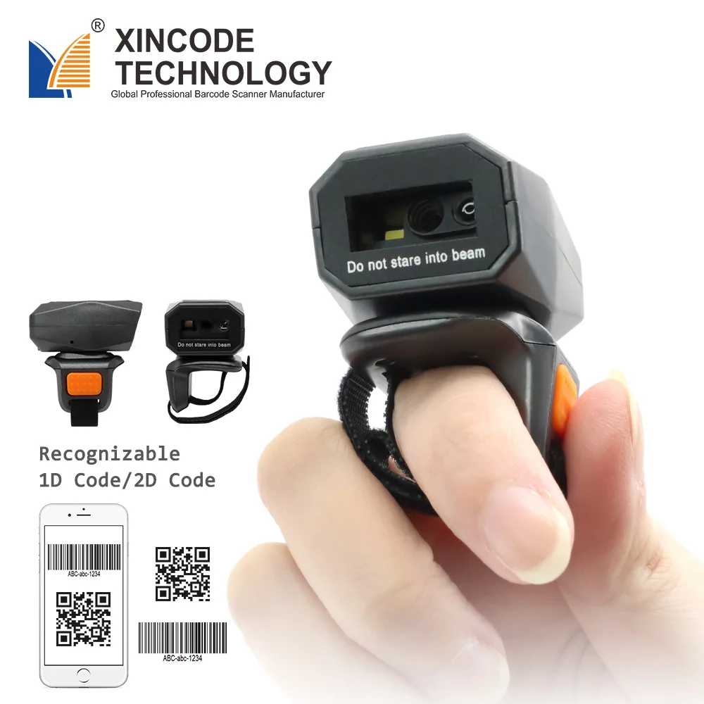

Xincode NEW Ring Finger Scanner Mini Pocket Barcode Reader Wireless 2D Wearable Portable Barcode Scanner