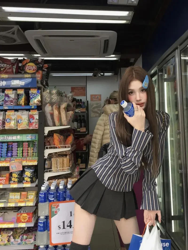 아메리칸 레트로 하이 웨이스트 A 라인 미니 스커트, 프레피 스타일 플리츠 반바지 스커트, 올 매치 섹시 핫 걸, 짧은 JK 스커트 의류