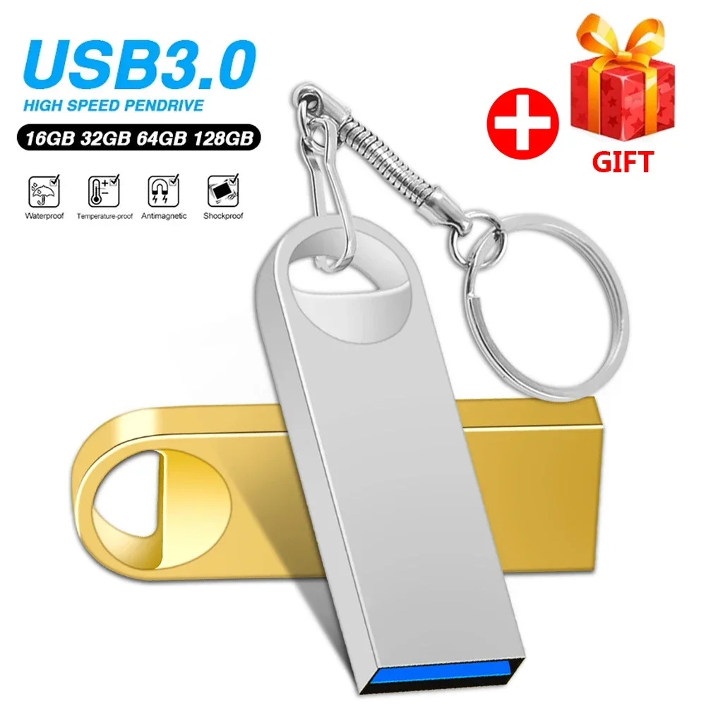 Hot Sale Metal 3.0 USB Flash Drive 128GB Pen Drive 8GB 16GB 32GB 64GB USB Stick 3. 0 Flash Drive High Speed Pendrive custom logo