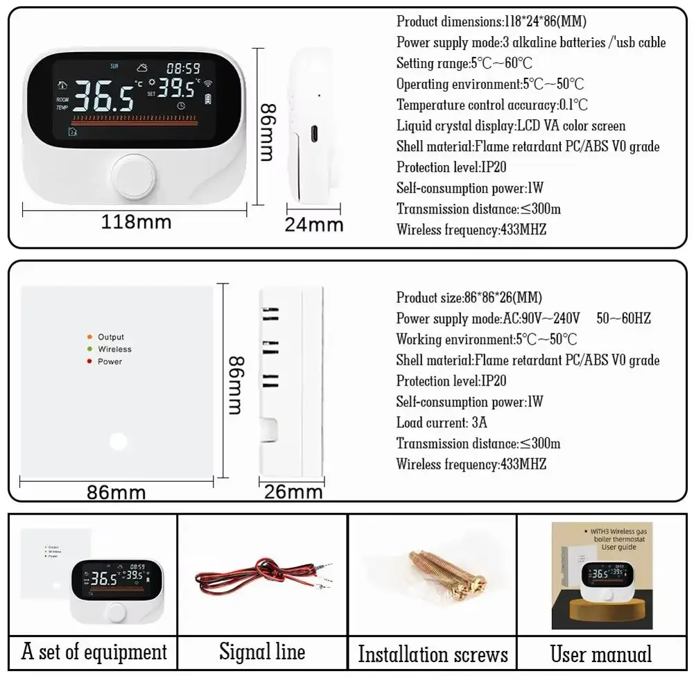 For Tuya For Smart Home Wifi Boiler Thermostat LCD Display Temperature Controller For Alexa Support Voice Control