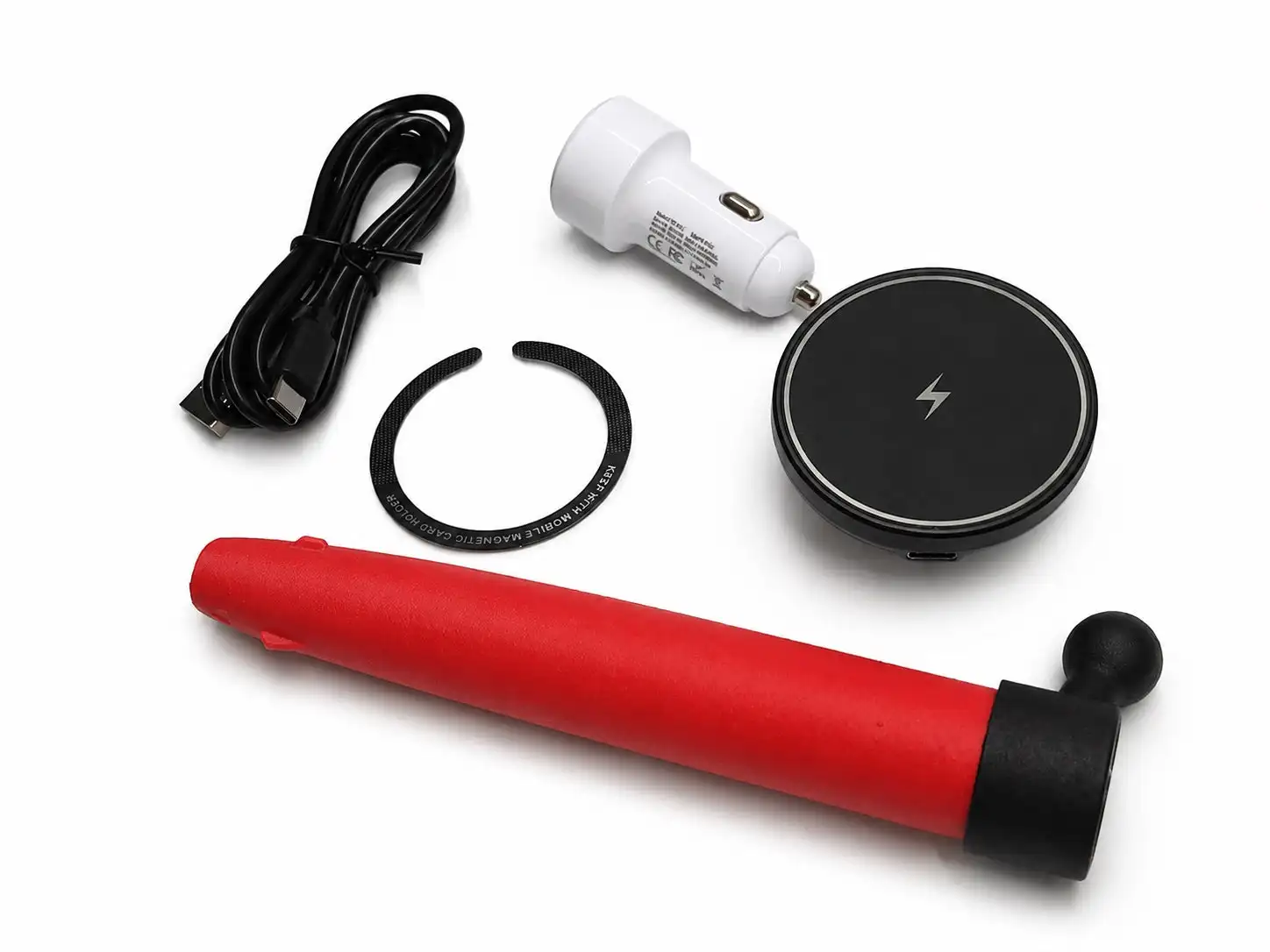 Red Full Set Dashboard Bud Vase Magnetic Wire-less Charg-er Phone Mount Holder For VW New Beetle 1998‑2010 LHD, No Drilling view 4