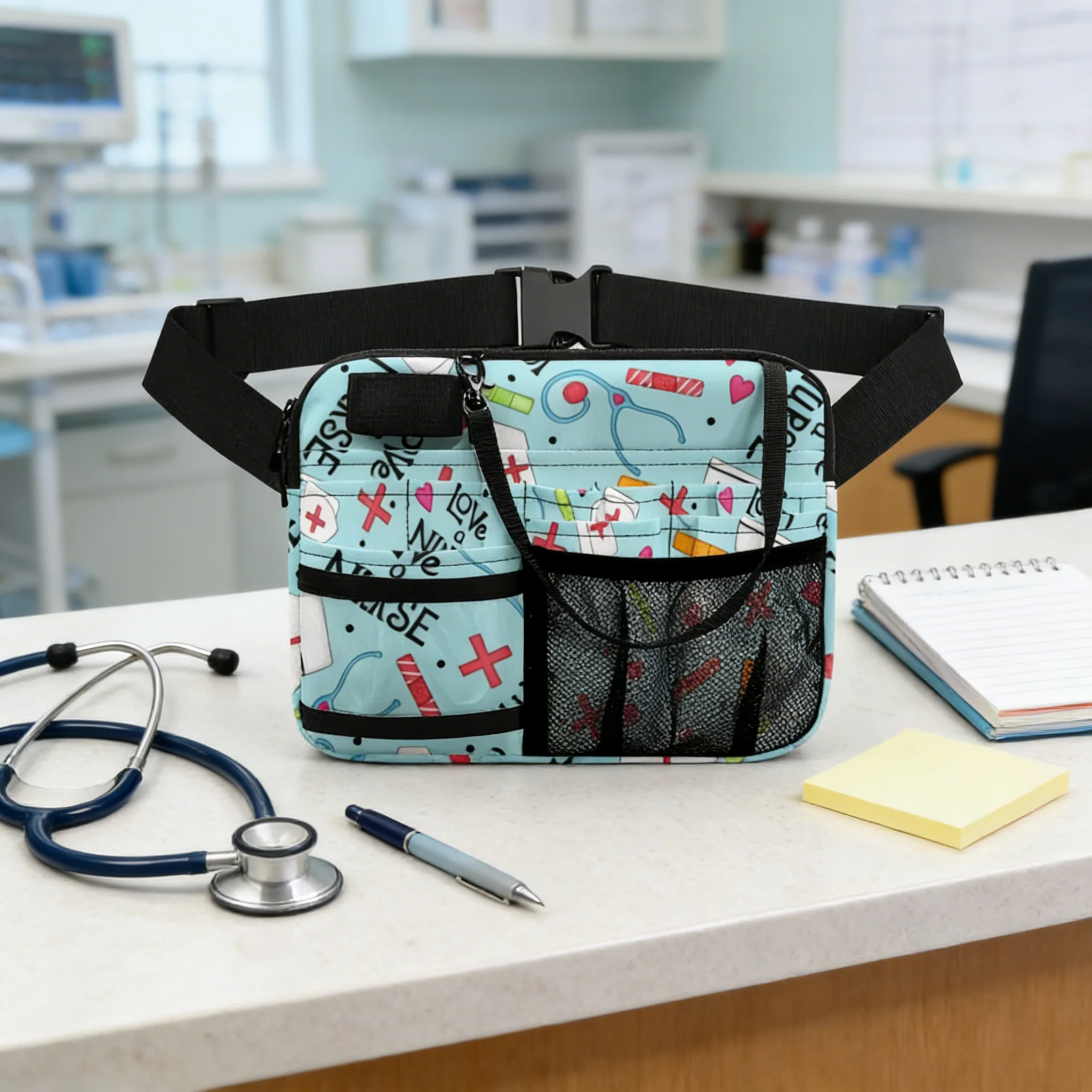 red-cross-print-nurse-fanny-pack-medical-waist-bag-for-emergency-kit