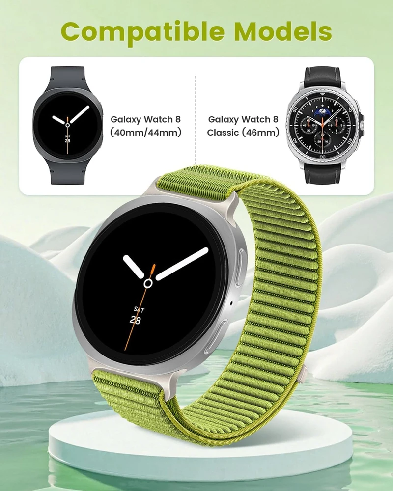 Cinturino in nylon per Samsung Galaxy Watch 8 44mm Bracciale di ricambio classico regolabile per Watch 8 Classic 44/40mm Accessori cinturino