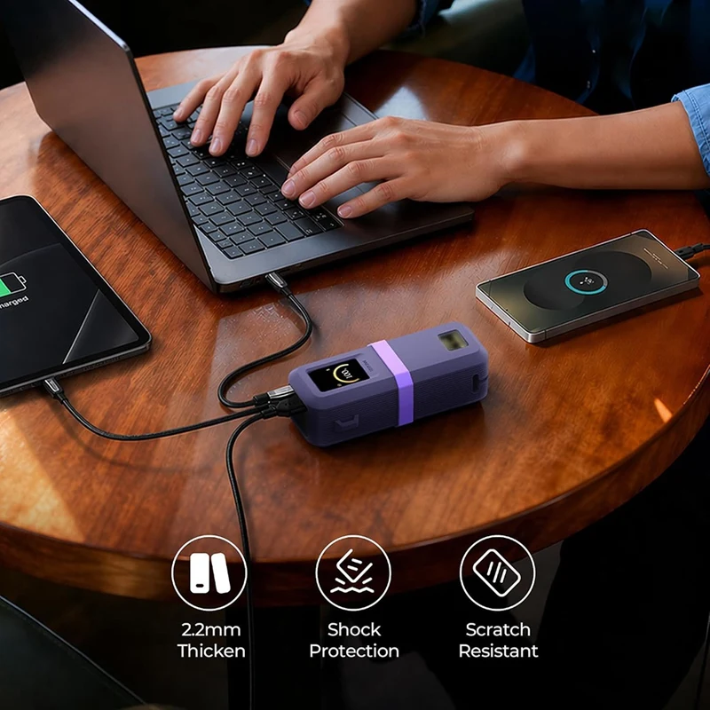DT23 Silicone Protective Case for Anker Prime Power Bank 20K 220W A110B A110G Travel Cover Purple