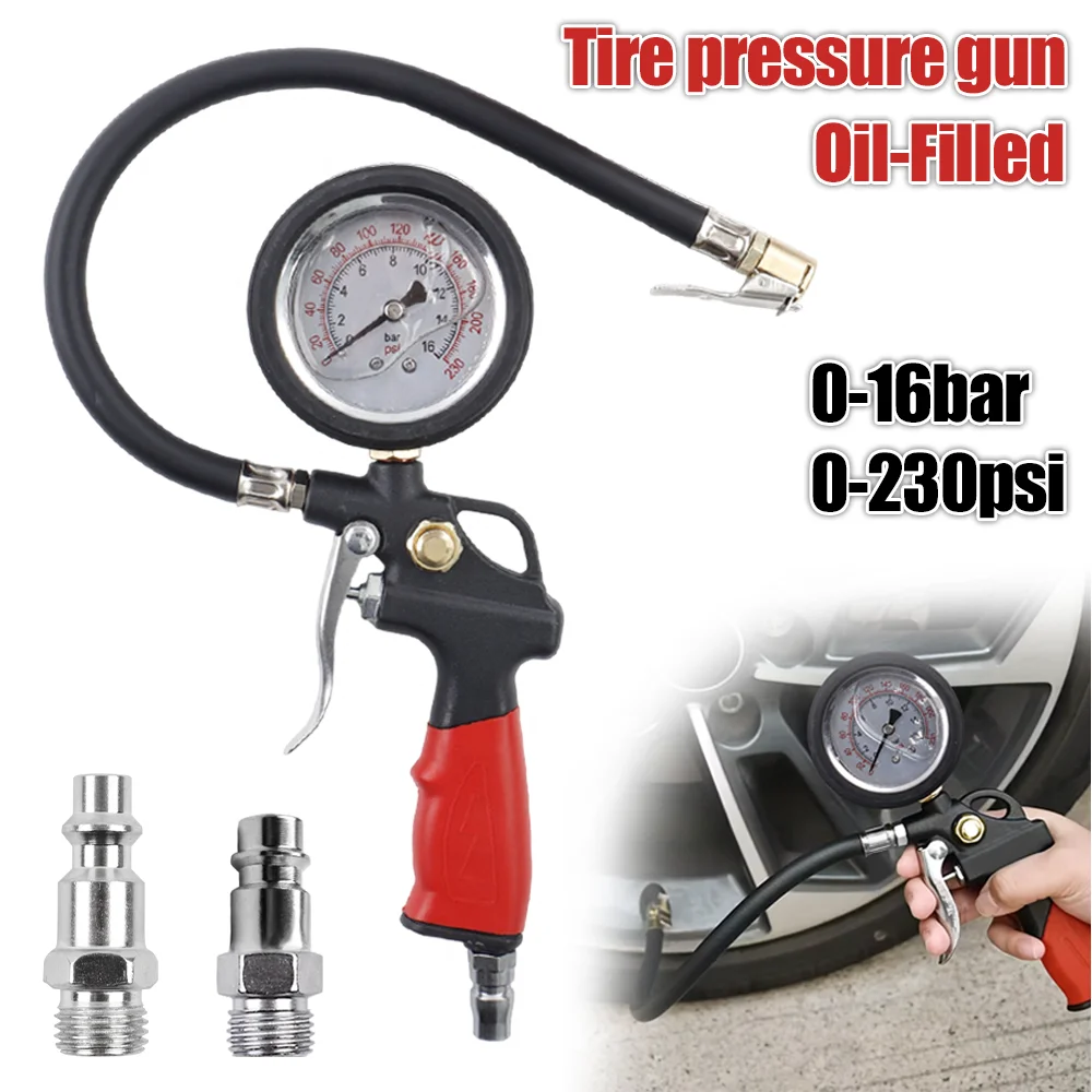 

Насос для накачивания автомобильных шин, высокоточный масляный манометр (0-16 бар/0-230 psi), подходит для легковых автомобилей, грузовиков, мотоциклов и т. д.