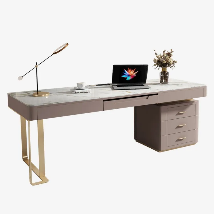 

Light luxury rock slab desk Modern simple desktop computer table and chair combination Study table Household