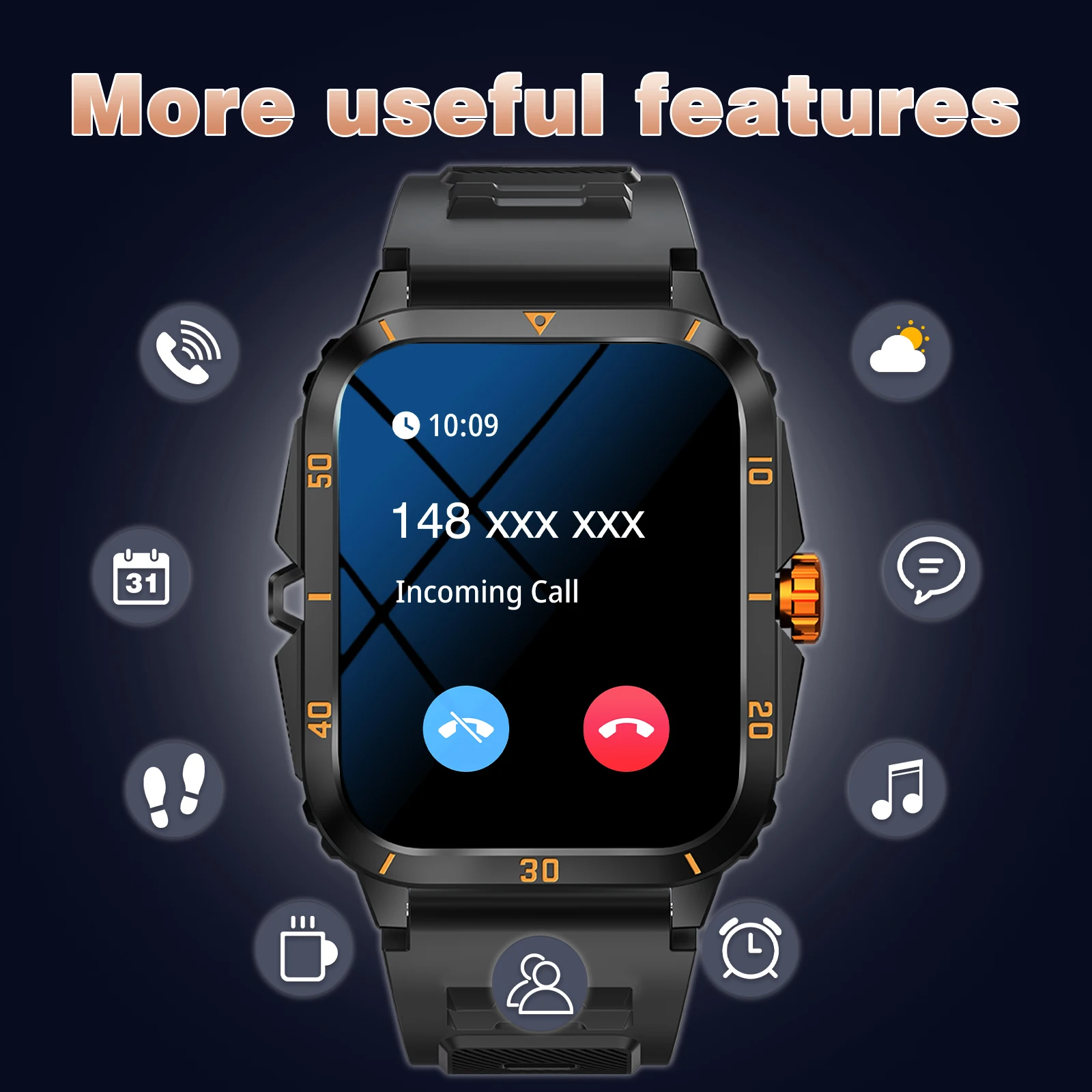 ساعة ذكية، مكالمات/قرص لاسلكي، وضع رياضي متعدد، تذكير عبر الرسائل القصيرة، تذكير بالمعلومات، لهاتف iPhone/Andriod