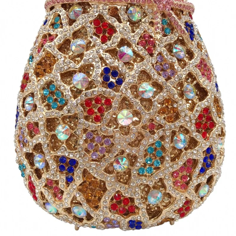 Luxuriöse Damen-Abendtasche mit Diamanten und Kristallen, Elegante Clutches, Klassische Braut- und Hochzeitstaschen – Detail 15