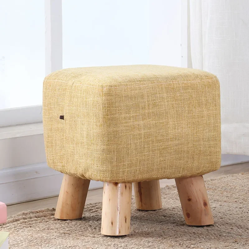 Shoe change stool leather pier small advertising gift sofa stool home gift  solid wood fabric small square stool