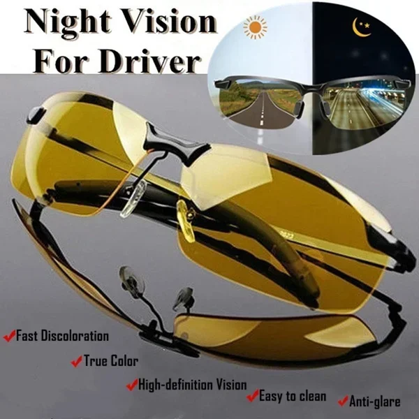 

Yellow High-end Night Vision Driving Glasses Polarized UV Sunglasses PC Ultralight Driver Mirror Outdoor Driving Goggles Men