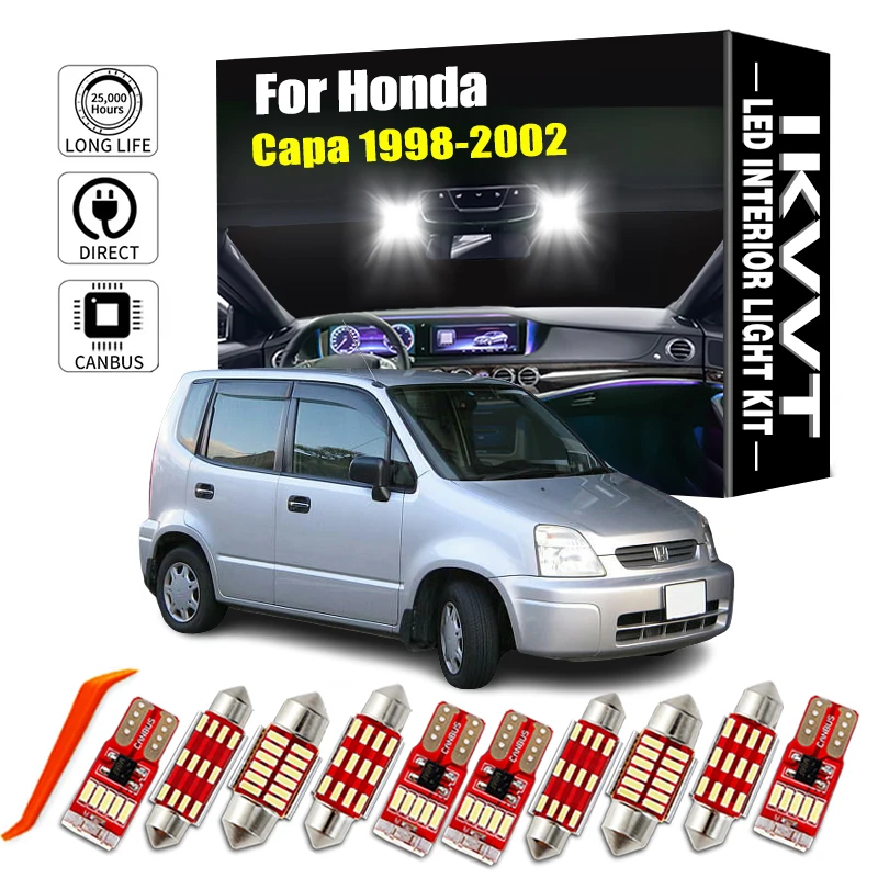 IKVVT 8Pcs Canbus Indoor Lamp For Honda Capa 1998 1999 2000 2001 2002 Vehicle LED Interior Map Dome Light Kit No Error Car Bulbs